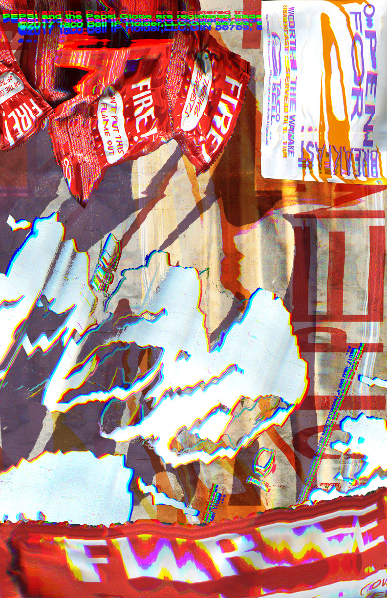 Distorted poster of Taco Bell packaging