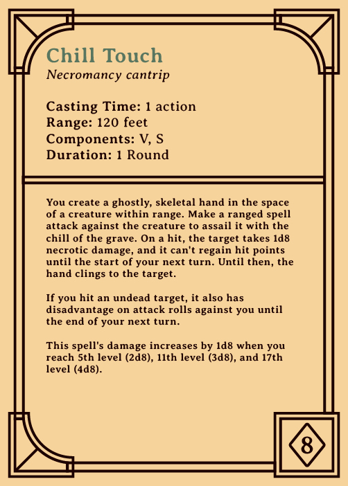 card with information for Chill Touch